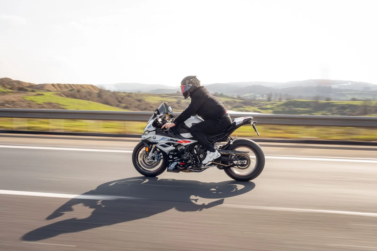 Motorcyclist on an open highway